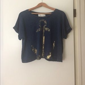 Vintage Havana Navy Anchor Crop Top