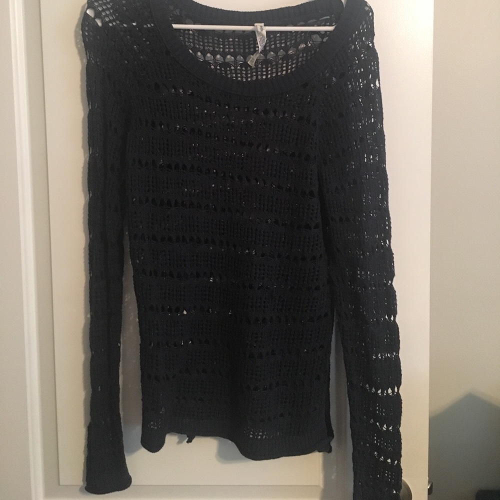 Navy lace style long sleeve shirt