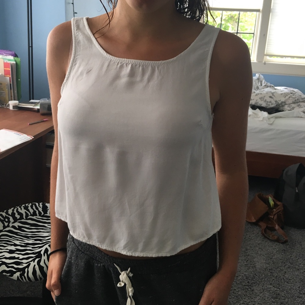 Brandy Melville open back white tank