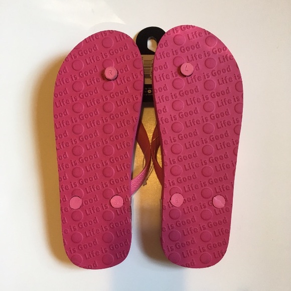 BNWT Life Is Good Pink Flip Flops. Medium 7-8. - Picture 2 of 2