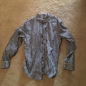 Gap Navy Blue and White Men's Button Up (L)