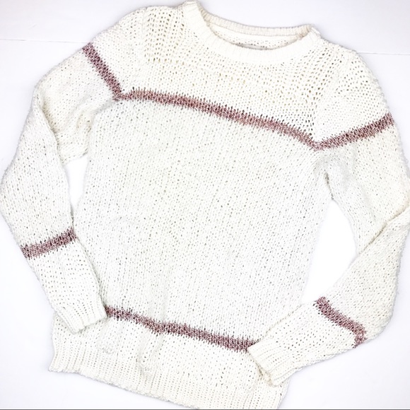 LOFT Sweaters - LOFT Cream Sweater w/ Subtle Striped Detail