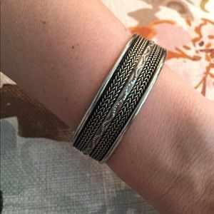 Silver Etched Cuff Bracelet