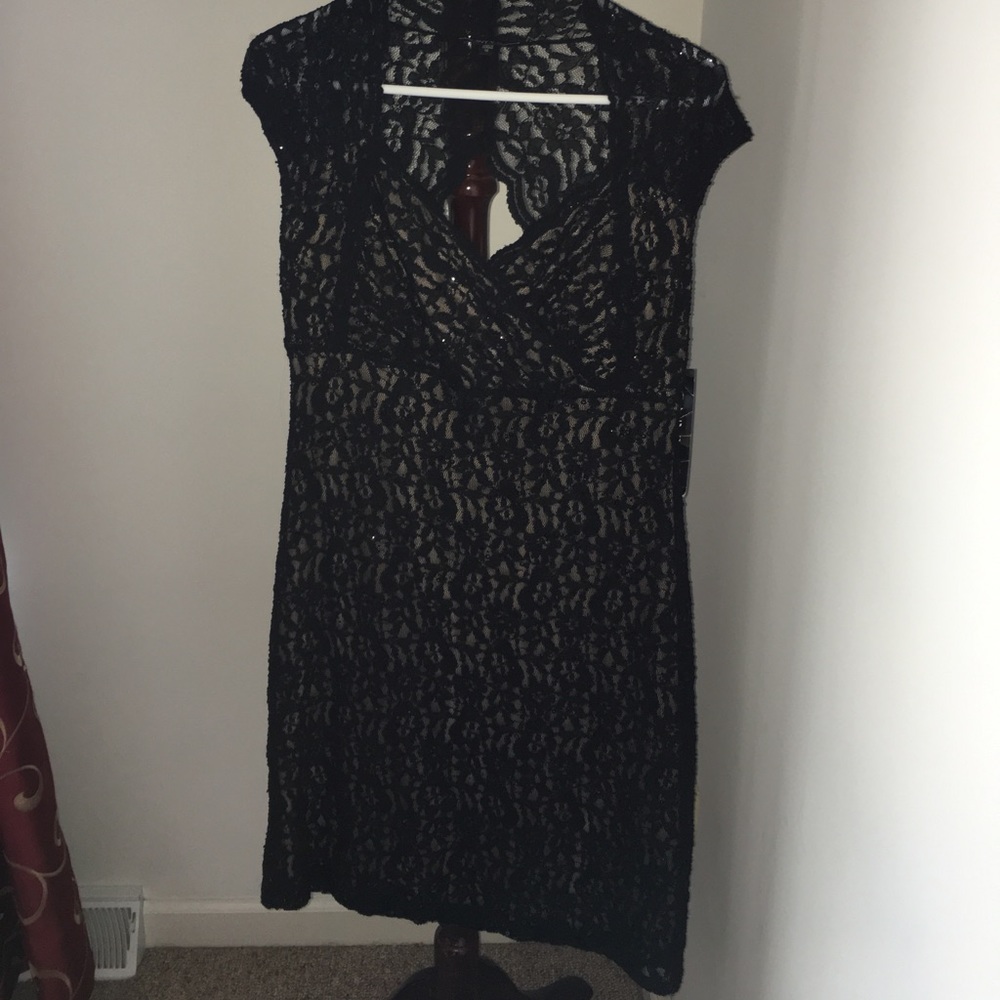 Black lace dress with subtle sequins! Never worn!