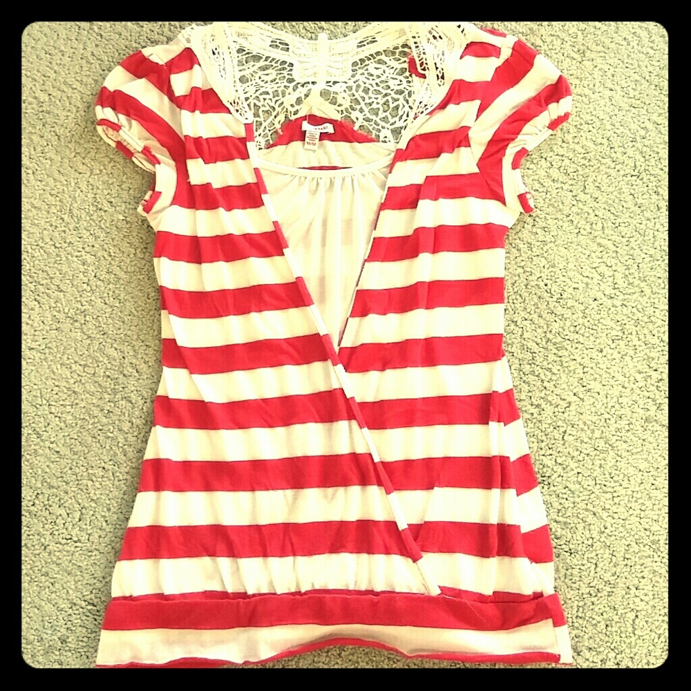 Red and White Striped Top