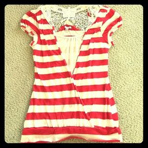 Red and White Striped Top