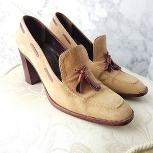 Tod's Tan Suede Tassel Heels