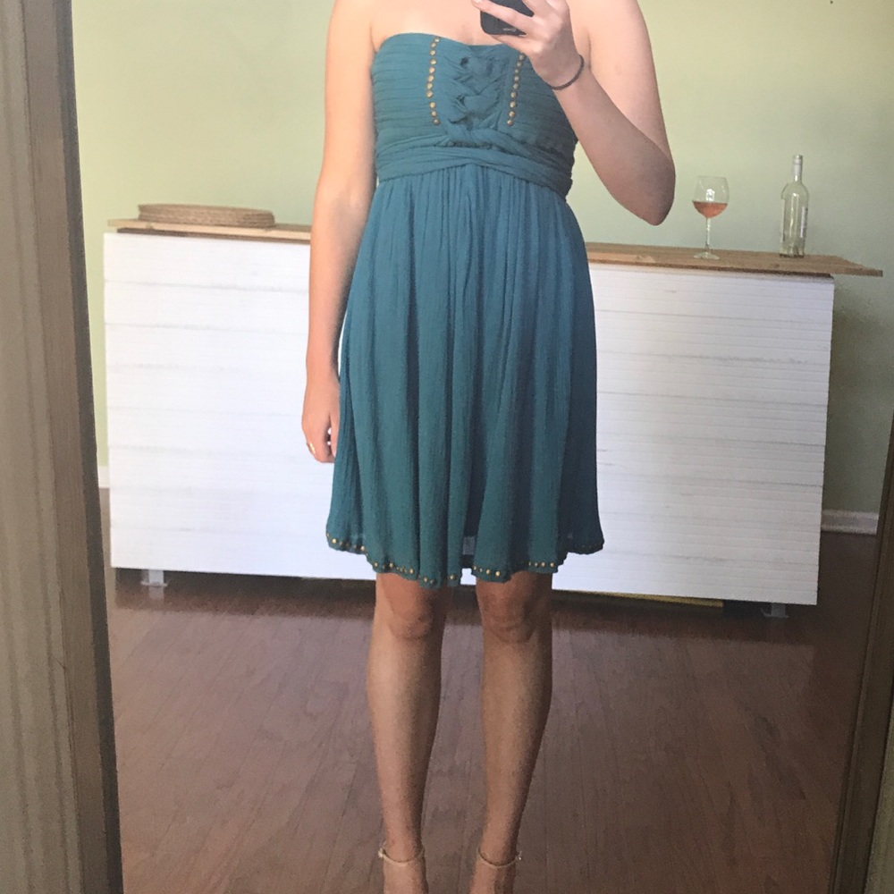 Teal Strapless Dress