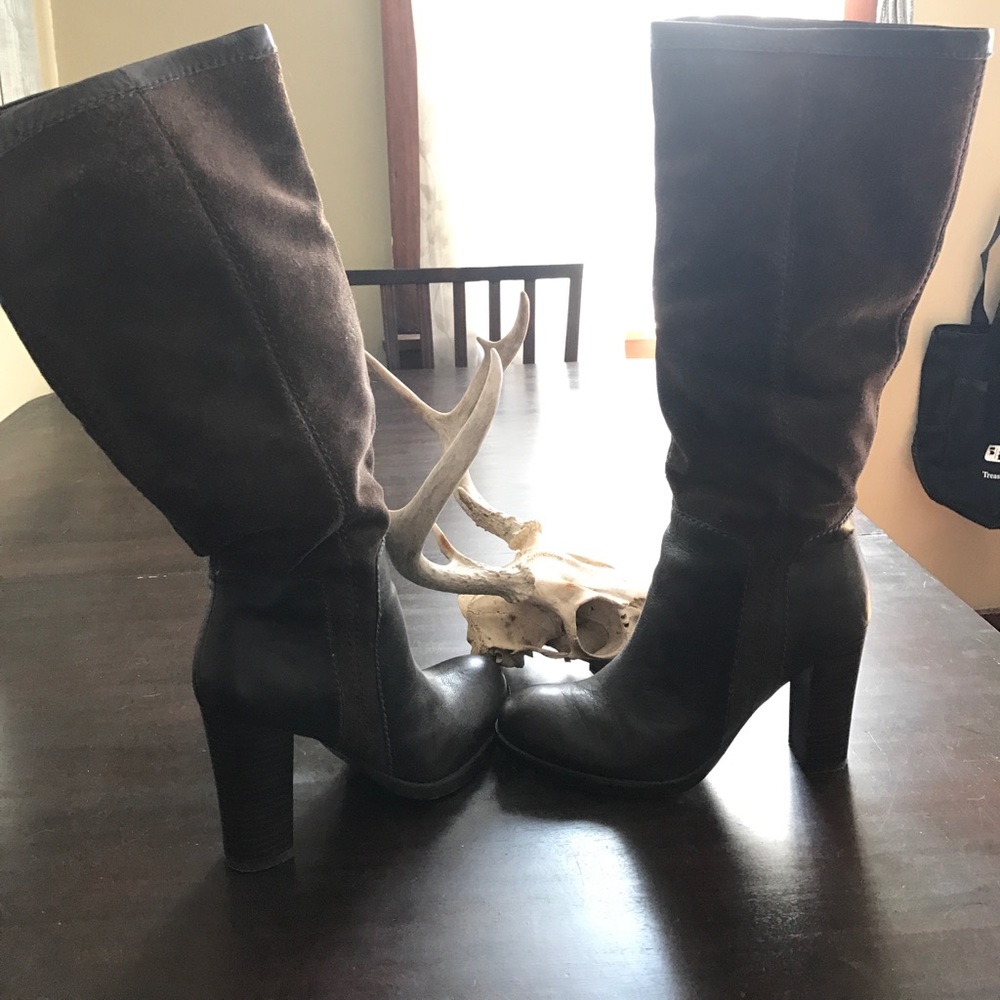 Brown Leather and Suede Nine West Knee High Boots