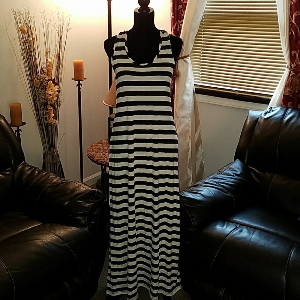Black & White Striped Maxi Dress