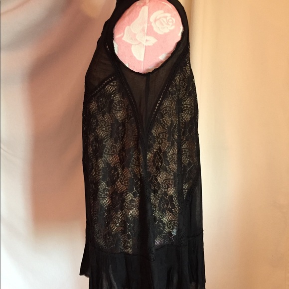 Free People Black Lace High-Neck Dress *New - Picture 2 of 4