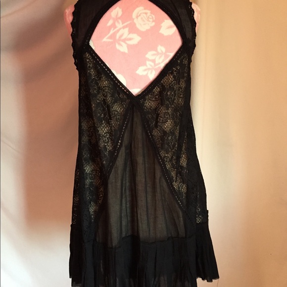Free People Black Lace High-Neck Dress *New - Picture 3 of 4
