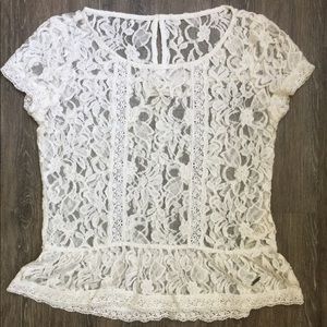 Pretty White Lace Abercrombie Blouse