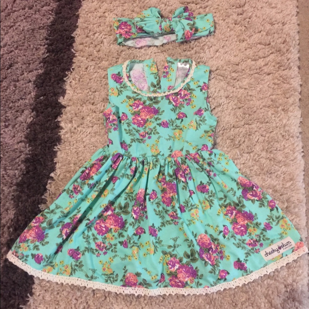 Cheeky Plum dress with made to match bow