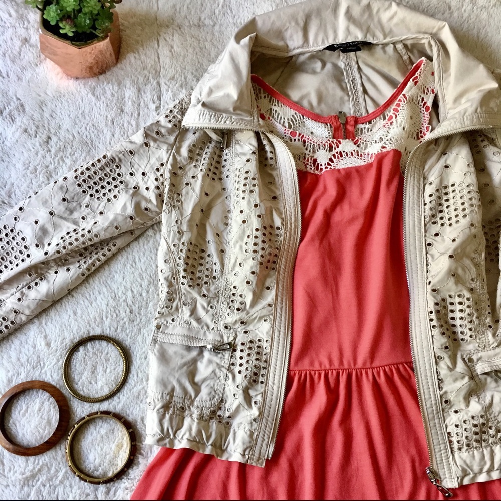 *BEST OFFER TAKES IT*Nude Cropped Eyelet Jacket