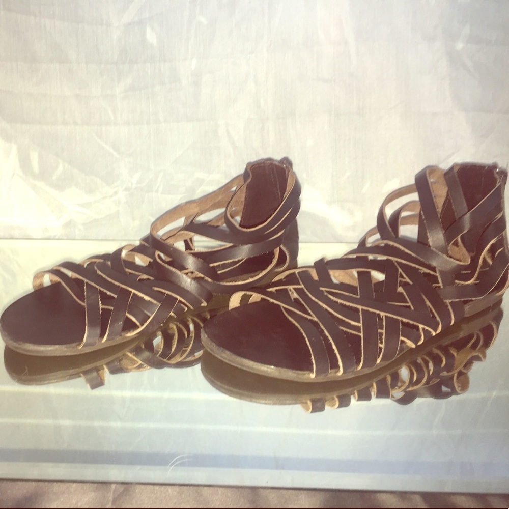 Restricted brand strappy gladiator sandals