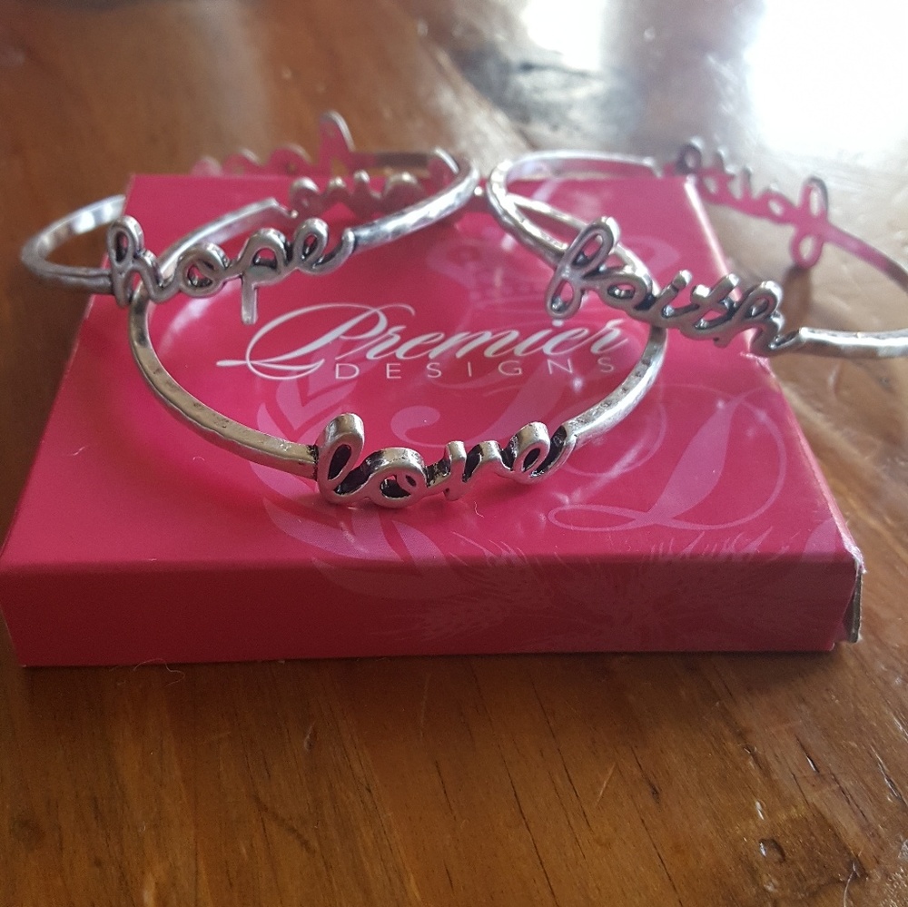 Word Play antique matte silver bracelets