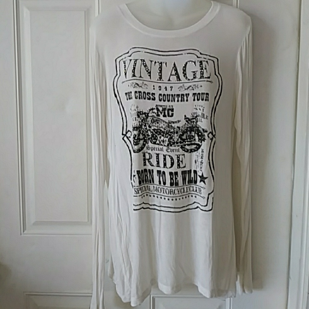 Studded semi sheer motorcycle club top