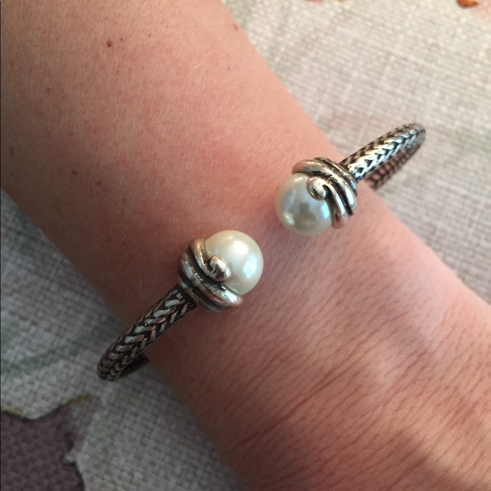 Brighton Silver Pearl Cuff Bracelet