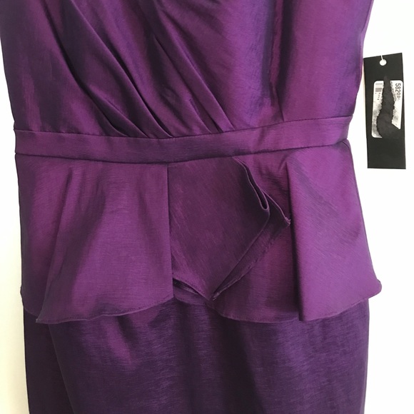 Aqua Purple Taffeta Strapless Peplum Dress, NWT - Picture 2 of 4
