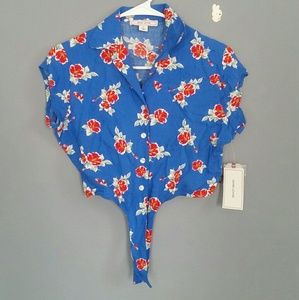 NWT Adam Levine Floral Tie Crop Top