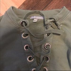 Lace Up Olive Sweater