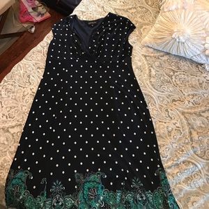 Jones New York Navy Polka Dot Dress