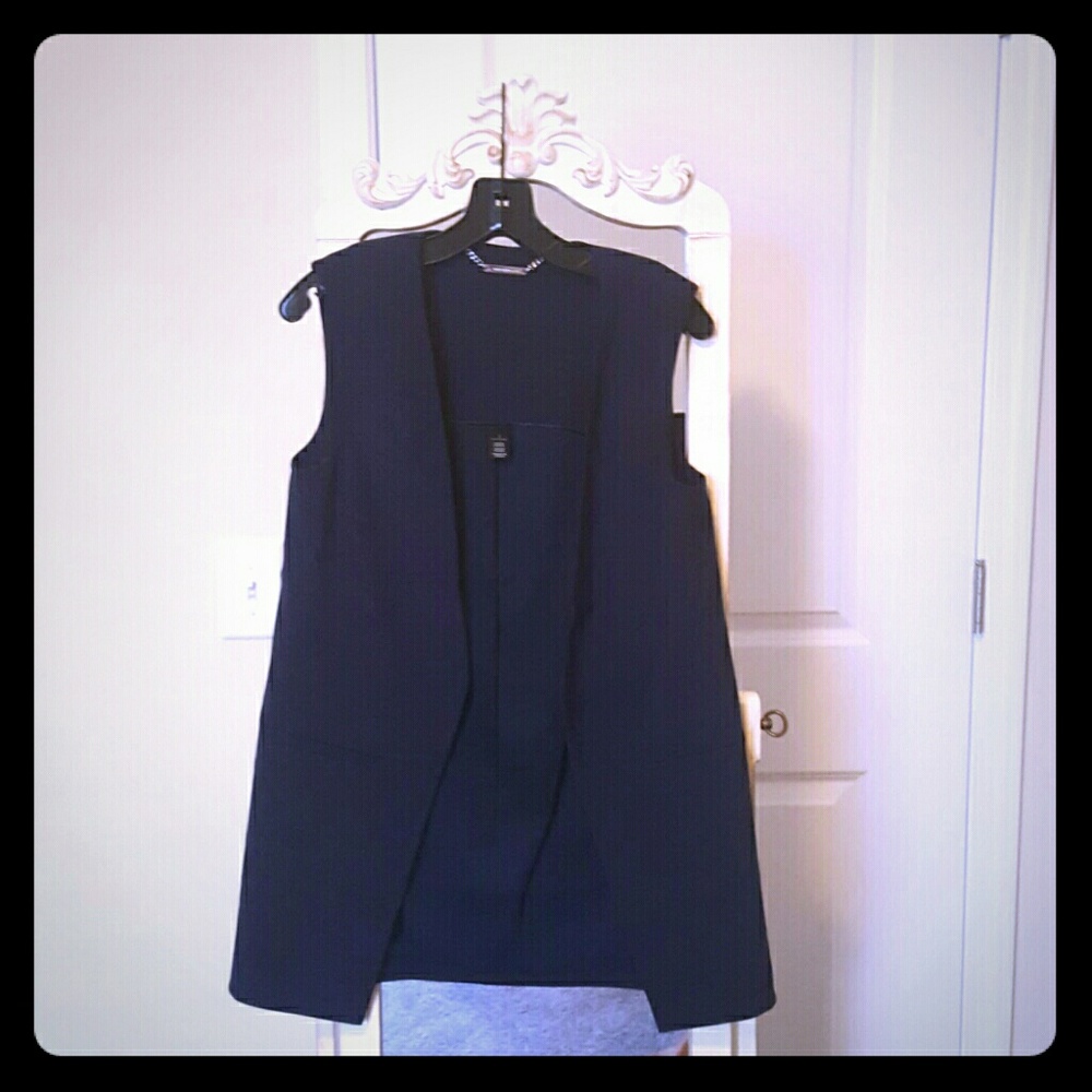 Navy blur long vest
