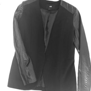 H & M slim cut blazer with faux leather sleeves!