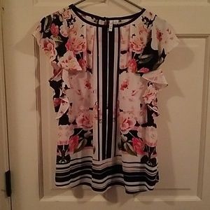 Cute flowered and striped blouse
