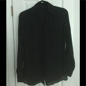 Express black Convertible Sleeve Portofino Shirt