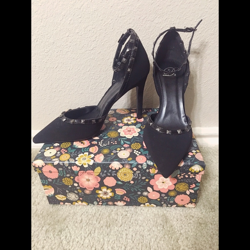 Black ankle strap heels