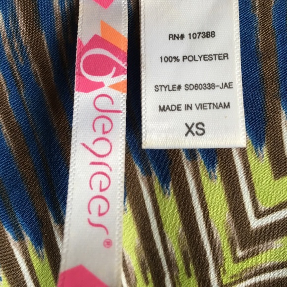 [62] Blue / Green Patterned High-Low Dress - Picture 4 of 4