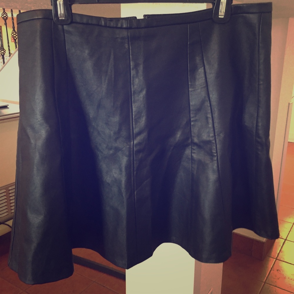 Faux leather A-line skirt