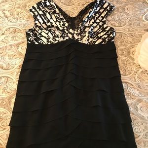 Black and white semi-formal/formal dress.