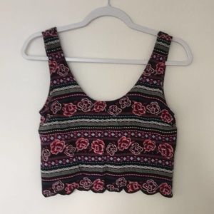 Flowery Cropped Tank Top