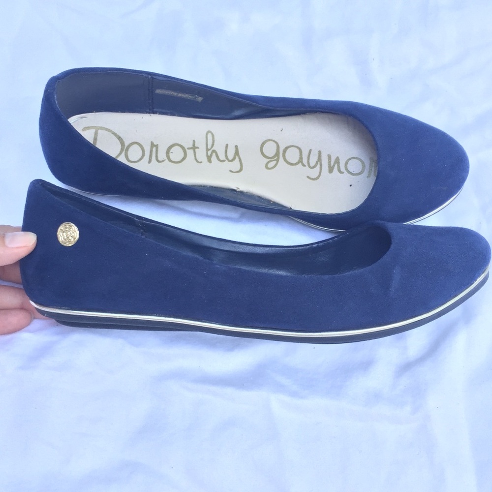Navy and gold flats