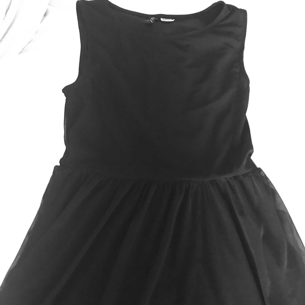 Divide by H&M high low black dress w/mesh overlay