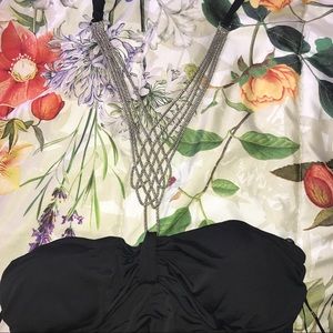 Black dress with attached necklace