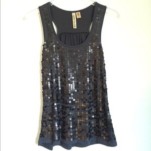 Navy Sequin Front Racerback Tank