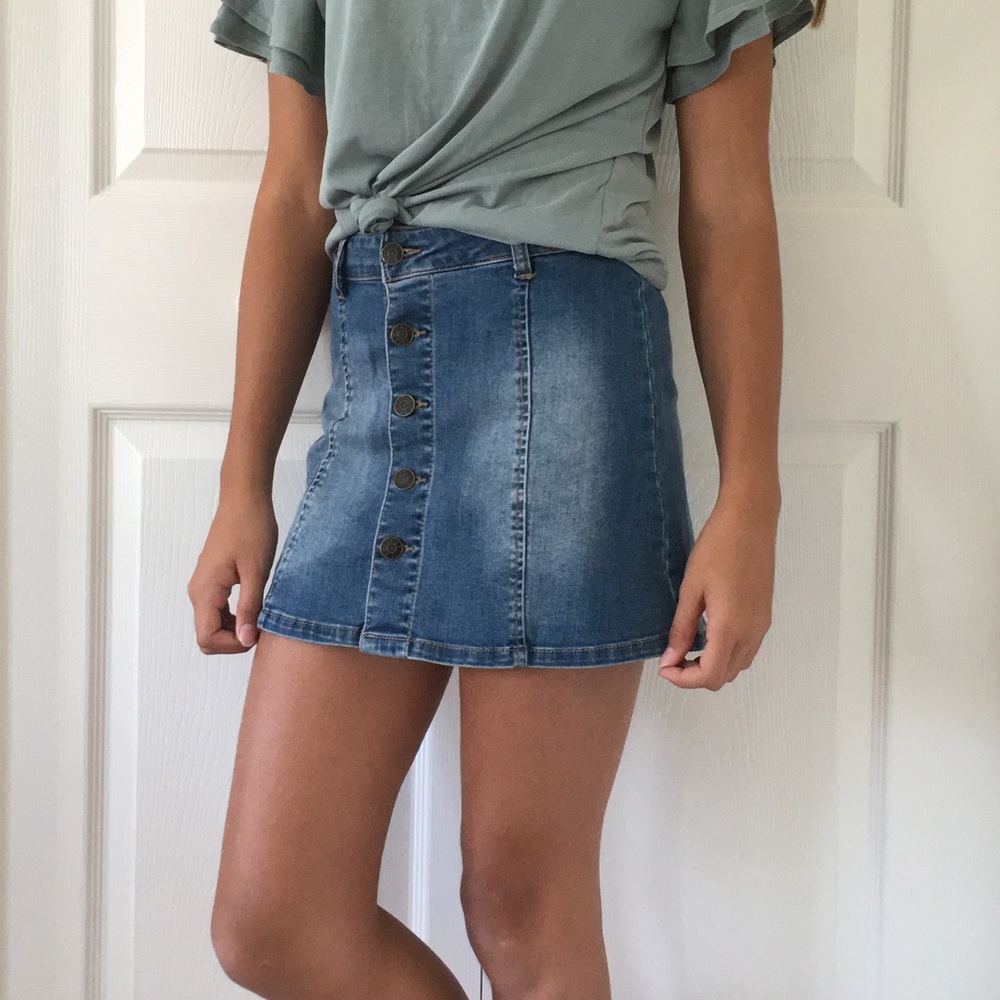 Button Up Jean Skirt