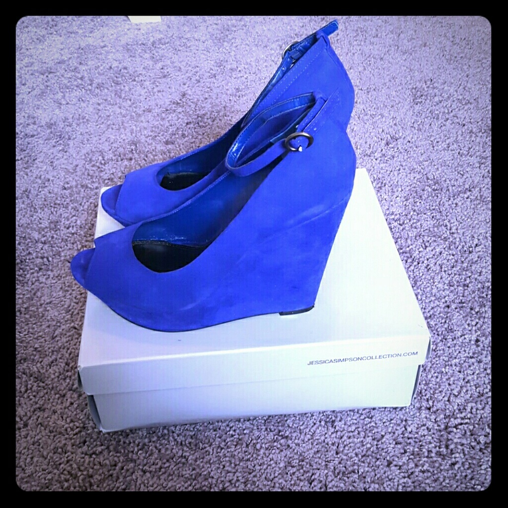 Blue  Suede wedges
