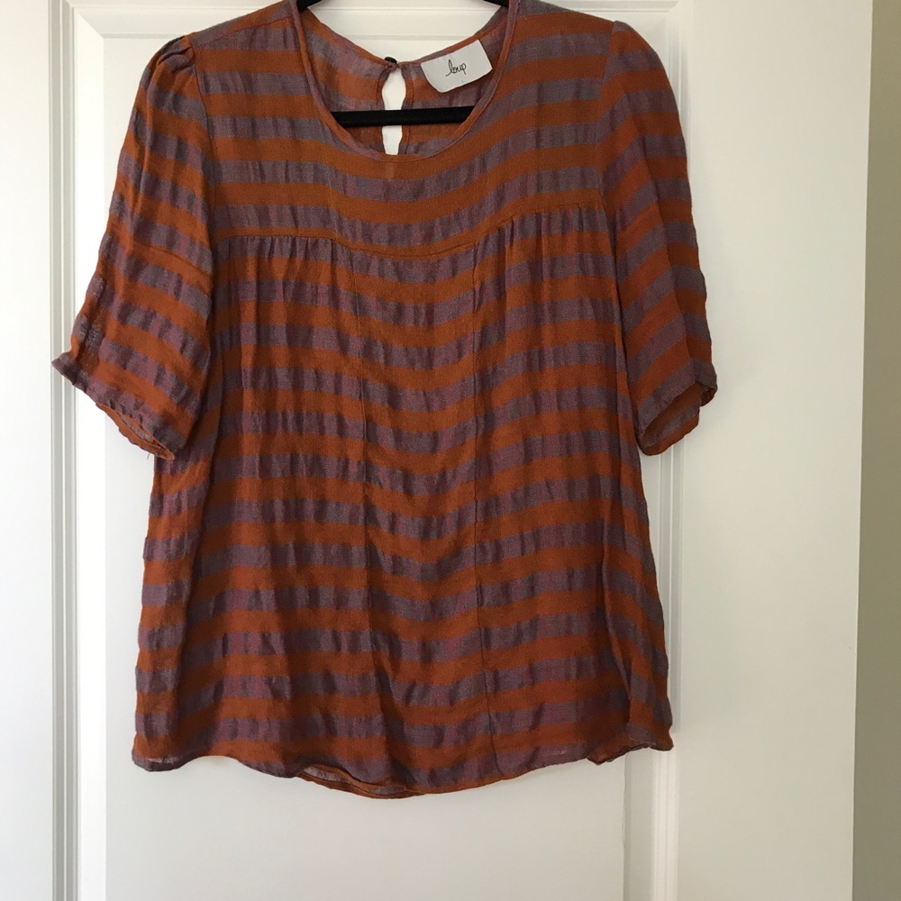 Anthropologie Cotton gauze stripe blouse.
