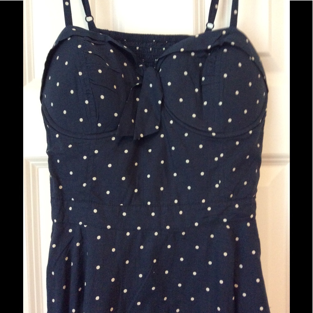 Jessica Simpson navy and white polka dot dress