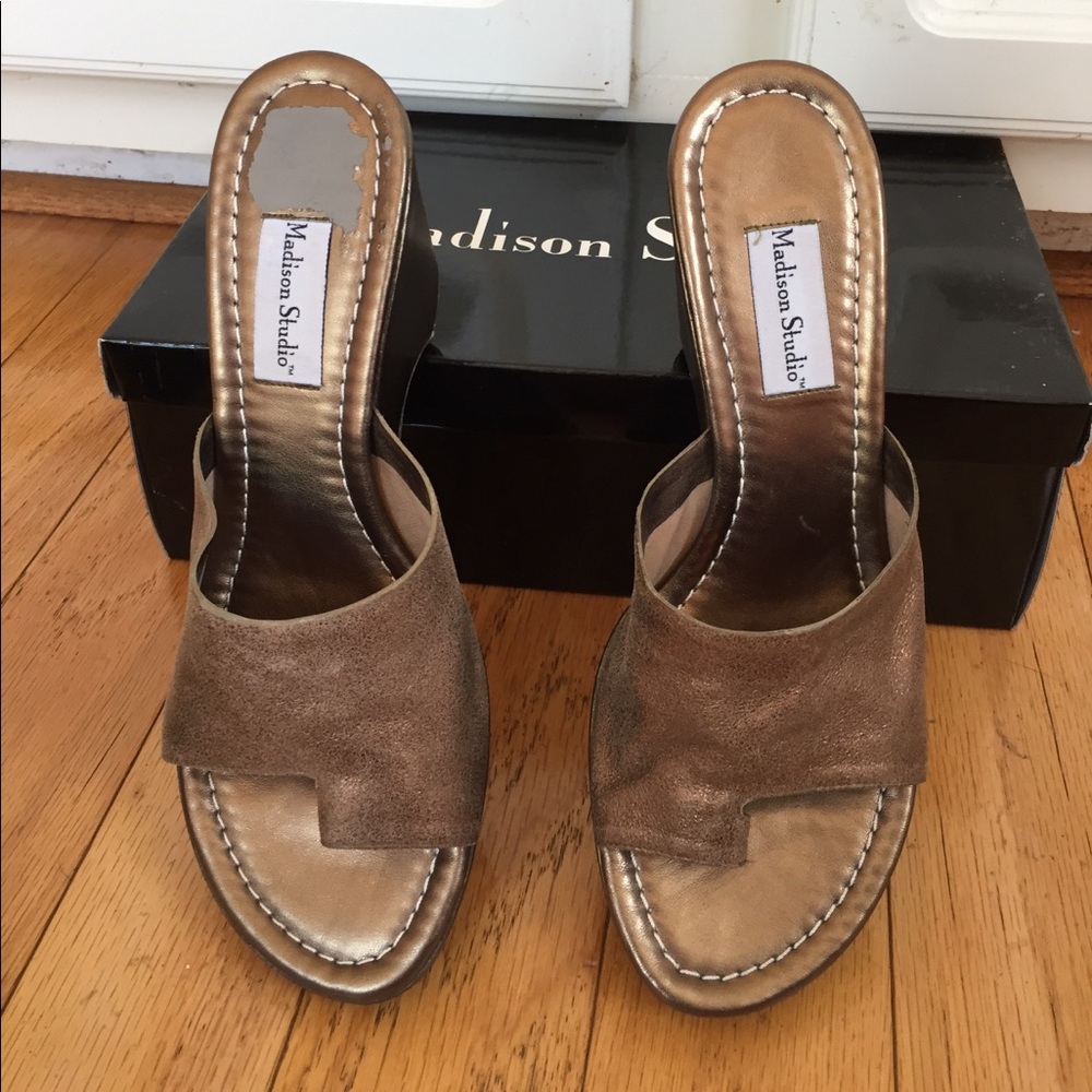 Madison Studio Bronze Wedges - never worn