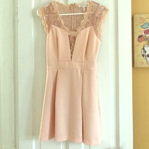 BCBGeneration lace back pleated dress blush.