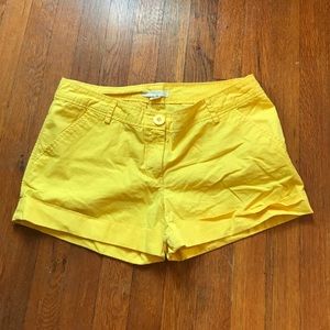 Sfera Yellow Cotton Cuffed Shorts