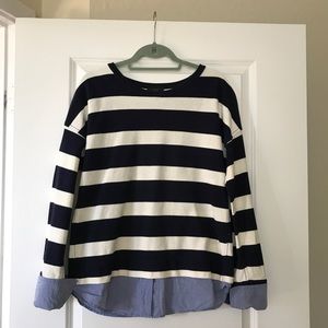 J Crew blue and white stripe pullover