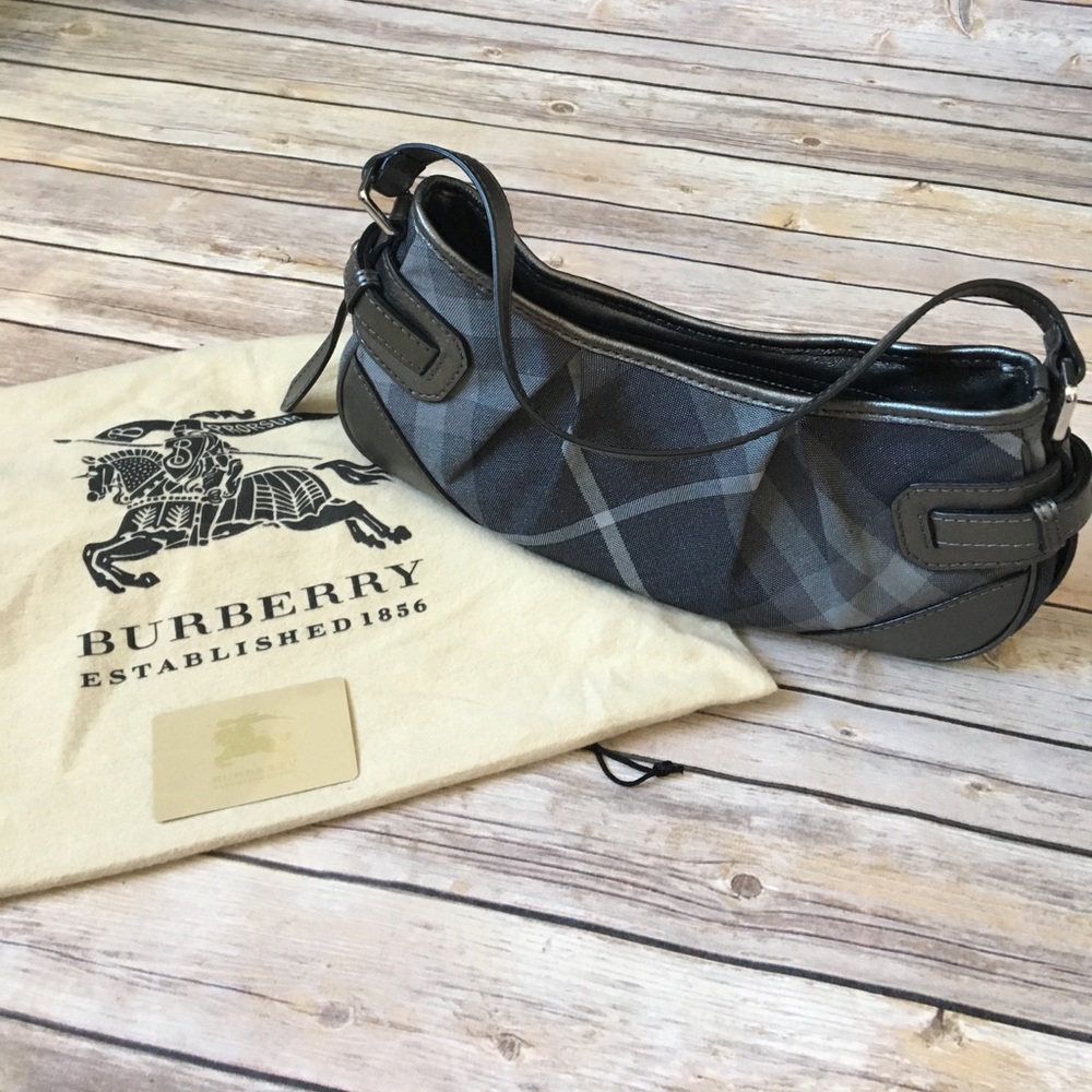 Burberry Grey shimmer check hobo bag