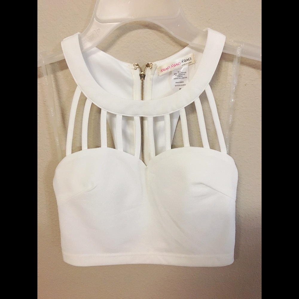 Agaci White Caged Crop Top